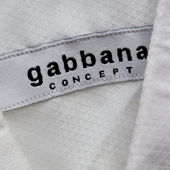 Gabbana White Dress Shirt Button-Up Long Sleeve Button Cuff Front Pocket Size S - Picture 4 of 8